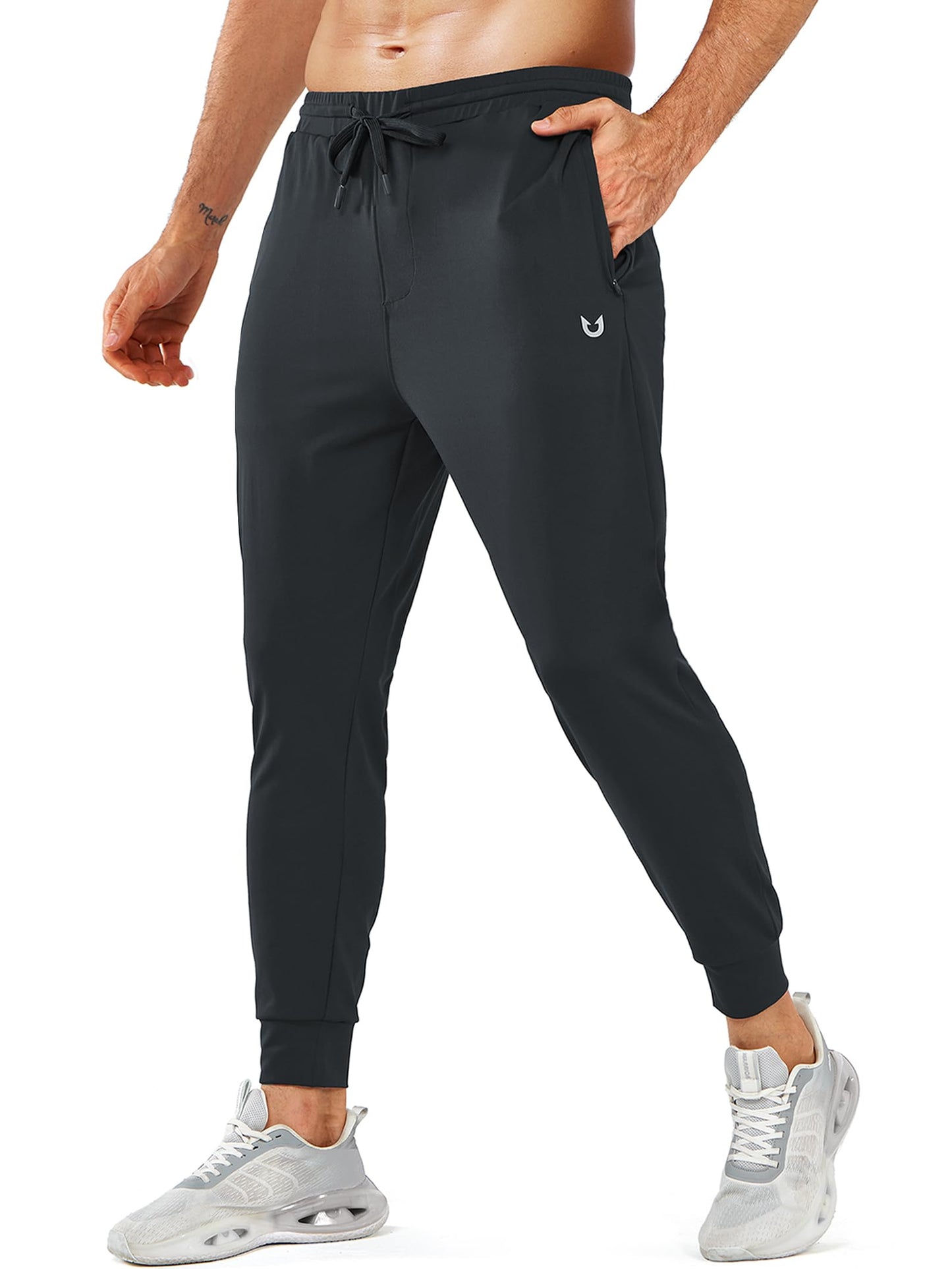 NORTHYARD Men's Joggers Pants with Zipper Pockets Lightweight Sweatpants Athletic Running Workout Track Pants for Men Black L
