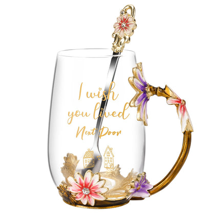 OEAGO Gifts for Mom Women Valentines Day Gifts for Her Glass Coffee Enamels Mug Best Birthday Valentine's for Girlfriend Wife Mothers Day from Daughter Son Tea Cup Stocking Stuffers Christmas
