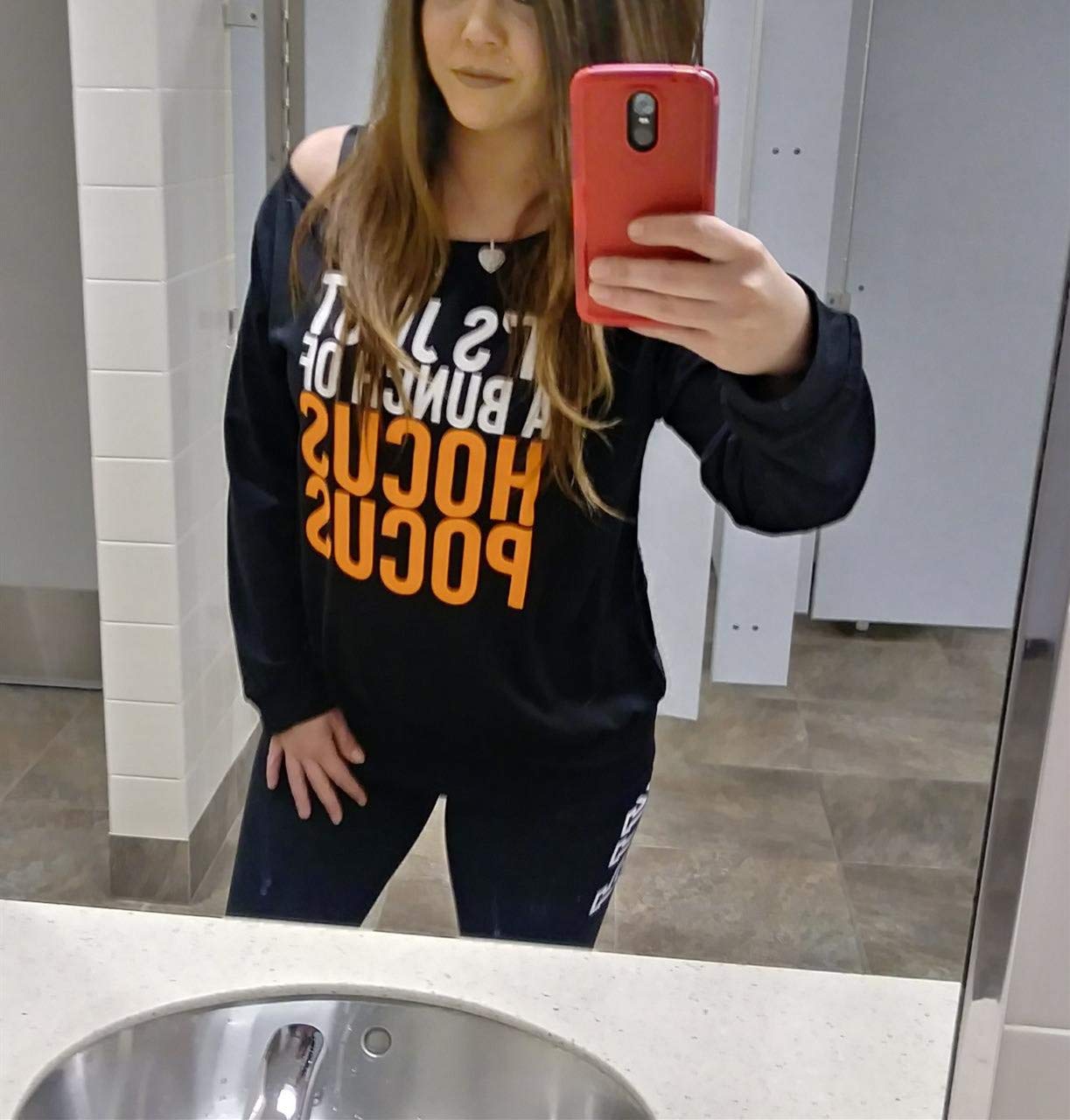 It's Just a Bunch Of Hocus Pocus Sweatshirt Women Halloween Off The Shoulder Tops Funny Graphic Pullover Top Black