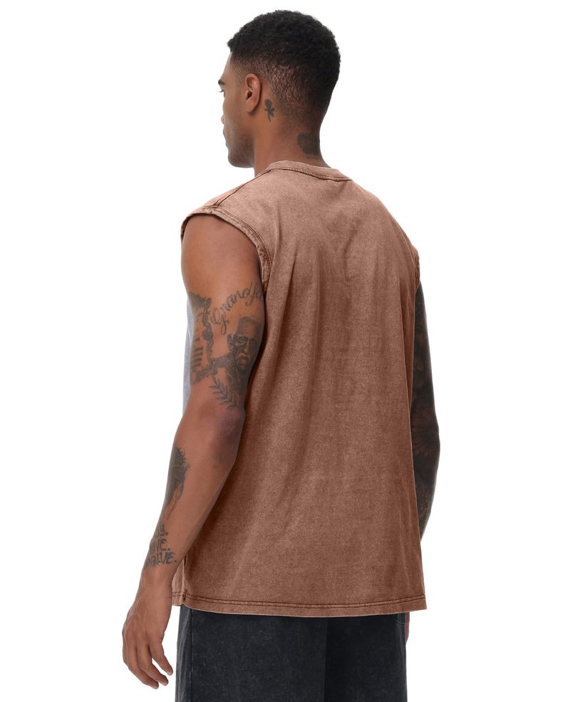 SnowElve 4 Park Mens Workout Tank Tops Sleeveless Tee Shirts Men Muscle Shirt Gym Acid Wash T Shirts Running Beach Loose Fit Tee(AGBUCFBK,S)
