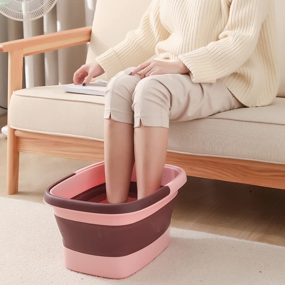 Collapsible Foot Bath Basin for Soaking Feet,Pedicure Foot Spa, Foot Tub with Handles and Massage Acupoint,Multifunction Collapsible feeting Soak Tub-Green