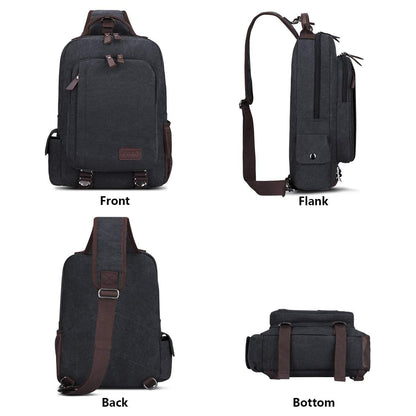 S-ZONE Sling Backpack for Men with Chest Pocket 13" Shoulder Bag Shoulder Bag Shoulder Bag Backpack, dark grey, M, One size
