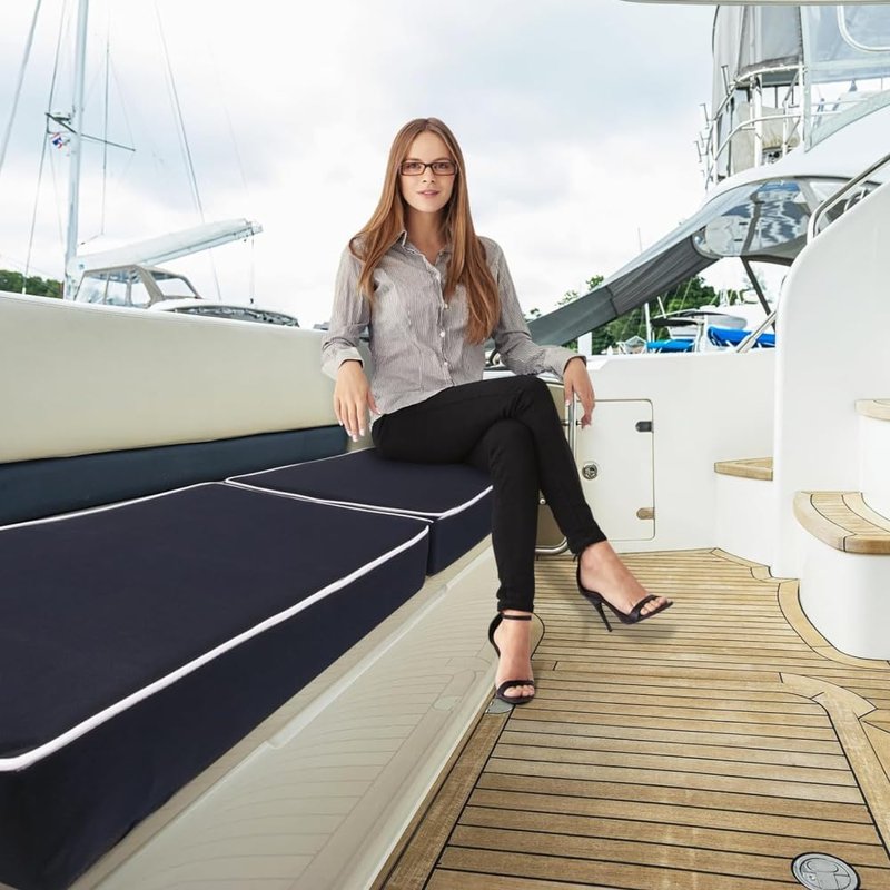 Boat Seat Cushion, Waterproof PU Leather Boat Bench/Seat Cushions, High Density Thick Sponge Bench Cushion, Removable Boat Seat Mat Soft(Length 56" x Width 15.6" x Height 2.8")