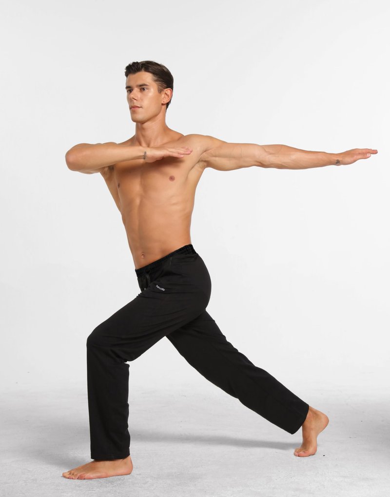 Men's Sweatpants Cotton Yoga Pants Casual Jersey Pants for Men Open Bottom Straight Leg with Zipper Pockets BK Large