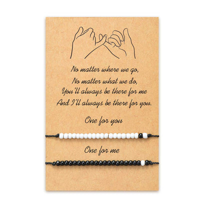 MANVEN Matching Bracelets for Couples Best Friends Pinky Promise Bracelets Birthday Gifts for Family Sister Women Men