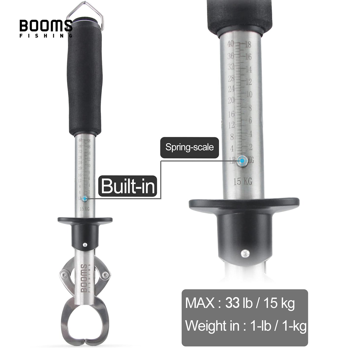 Booms fishing G1 Fish Gripper Grip and Hold Fish with Tight Grip Largest Model Built-in Scale