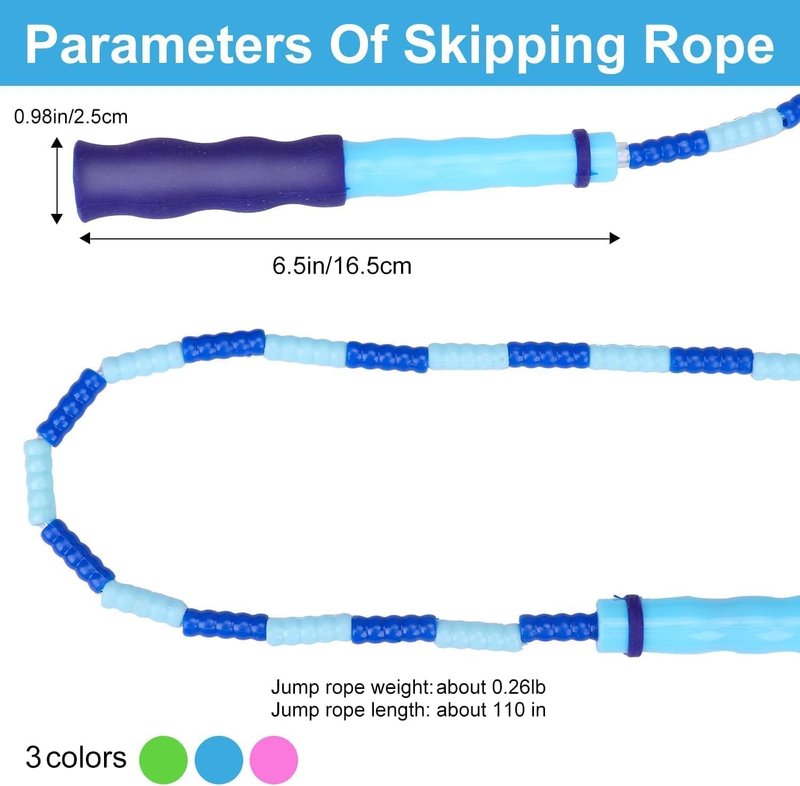 GRAWUN Jump Rope For Kids, 6Pcs Soft Beaded Jump Ropes, Adjustable Length Tangle-Free Segmented Soft Beaded Skipping Rope，for Women, Men and Kids Keeping Fit, Workout and Weight Loss