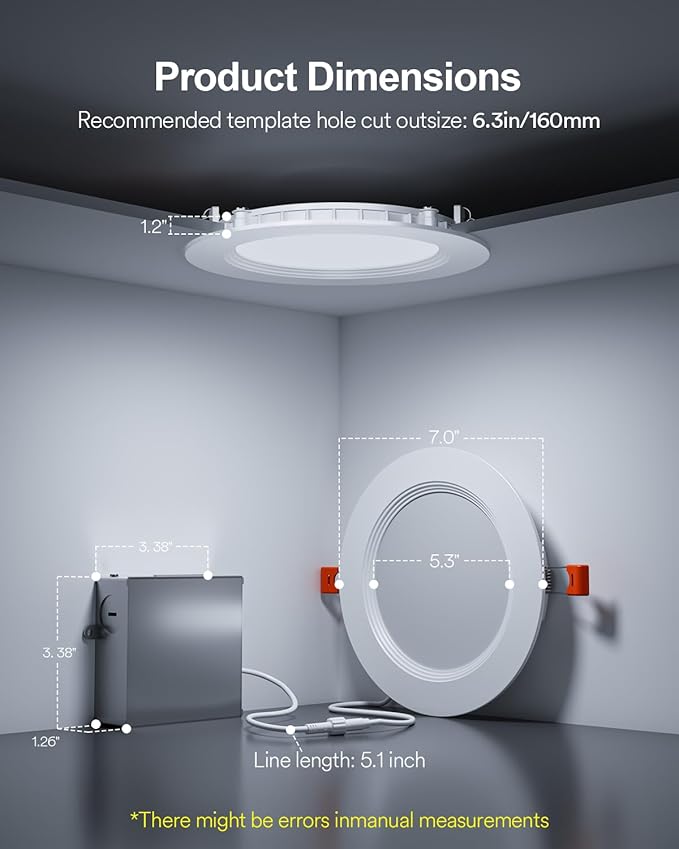 Lumary 6 Inch Smart WiFi Recessed Lighting, RGBWW Canless LED Wafer Downlight, 13W 1000Lm Color Changing, Ultra-Thin w/Anti-Glare Baffle, Compatible with Alexa/Google/Remote-Included, 1PC