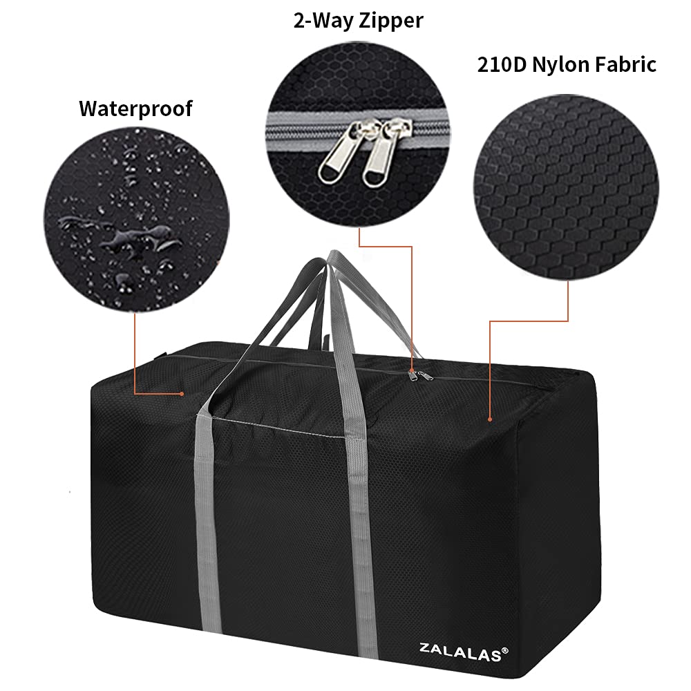 ZALALAS Travel Duffle Bag, 96L Extra Large Lightweight Holdall Bag, Foldable Duffel Bag for Men Women, Black