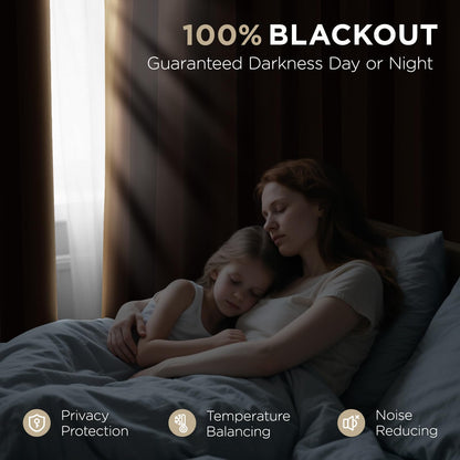 Joydeco Golden Brown 100% Blackout Curtains 90 Inch 2 Panels, Luxury Thermal Brown Velvet Curtains for Bedroom Living Room, Soundproof Blackout Window Drapes, Rod Pocket & Back Tab (52W x 90L)