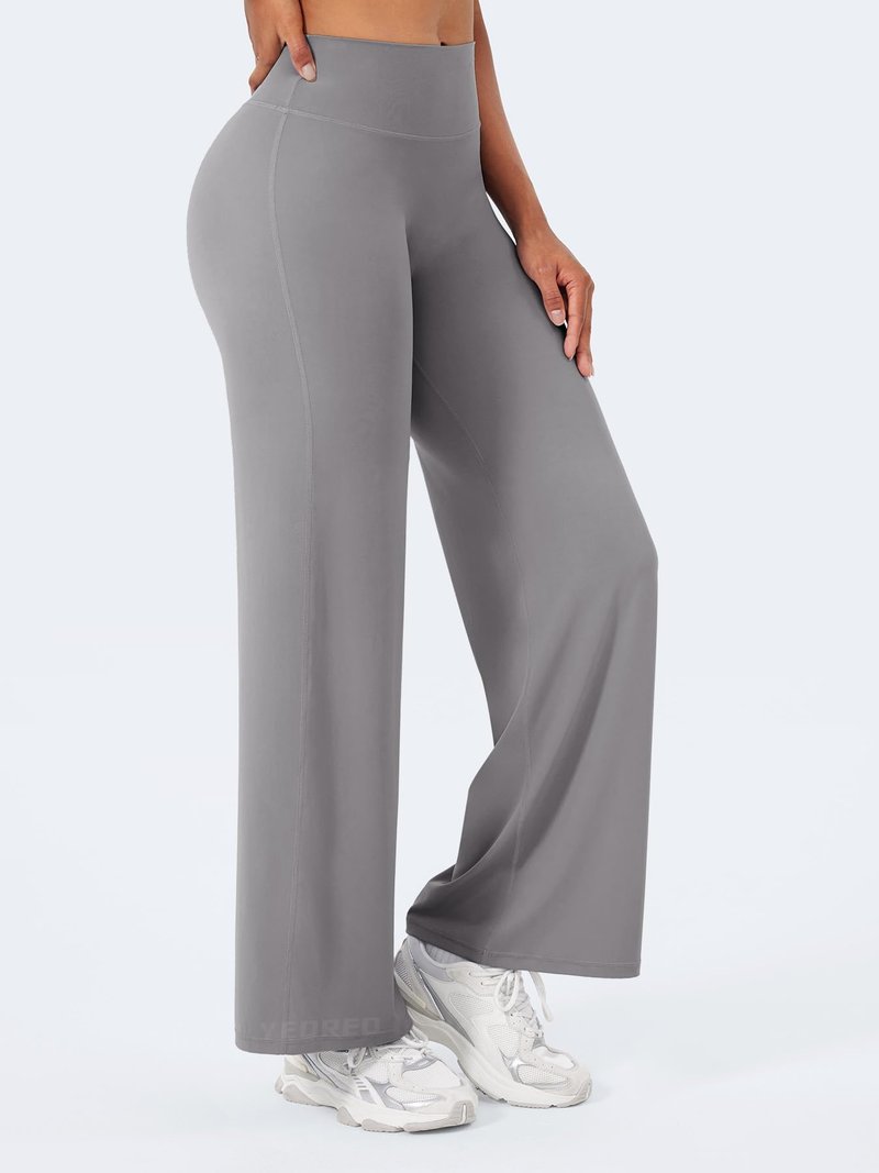 YEOREO Workout Leggings Womens No Front Seam Straight Leggings 29" High Waist Buttery Eddiy Gym Yoga Pants Gray XL