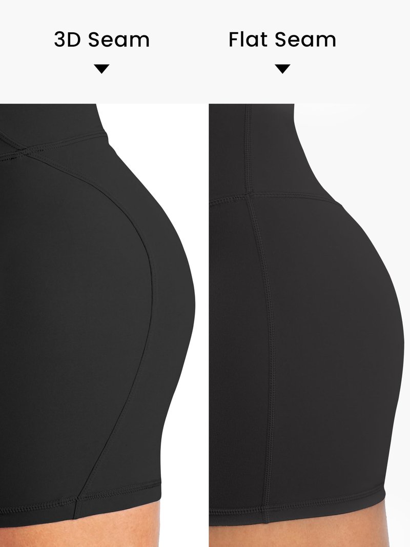 Sunzel No Front Seam Biker Shorts Women 5'' - High Waisted Tummy Control Yoga Shorts, Squat Proof Workout Gym Shorts Black Medium