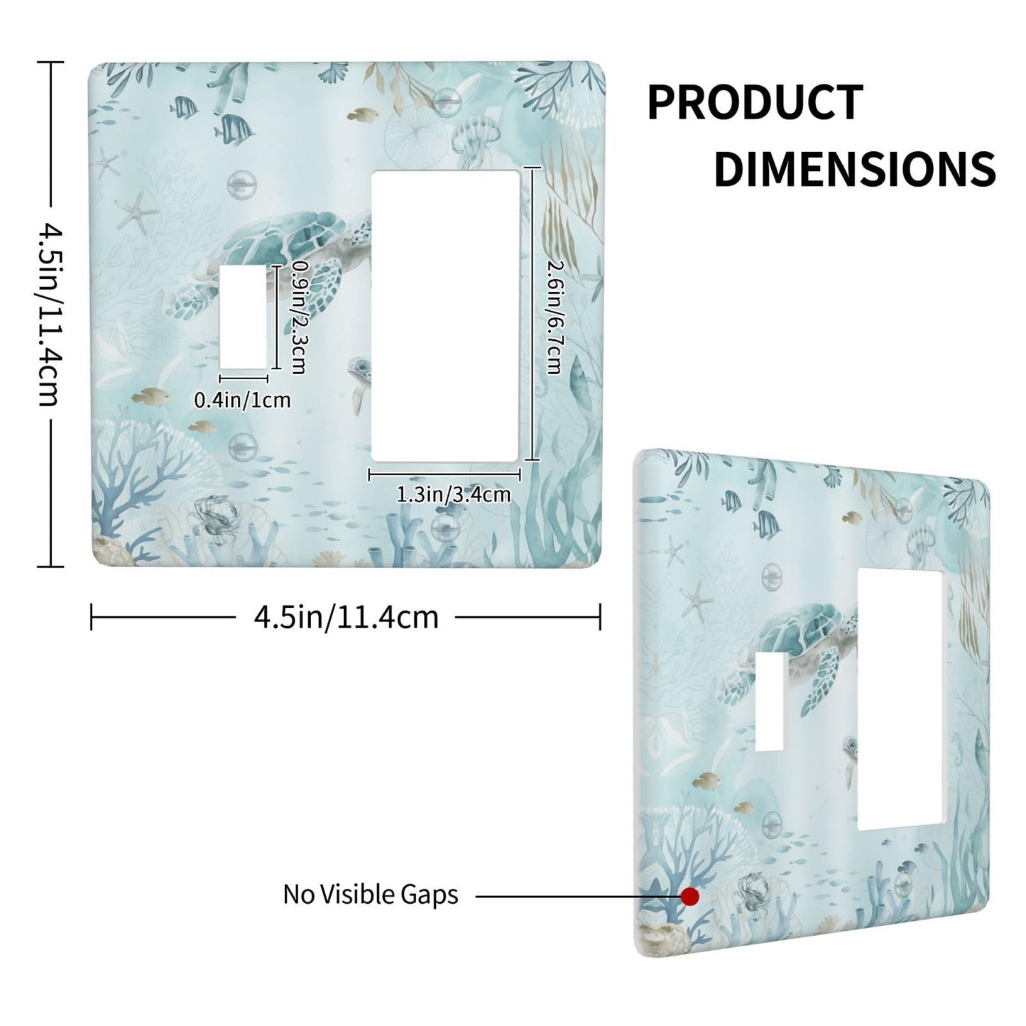 XFYGBY Decorative Outlet Covers Sea Turtles Coral Jellyfish Ocean Life 2 Gang Wall Plate Single Toggle 1 Rocker Light Switch Cover Switch Plate Covers Faceplate for Bedroom Home Decor