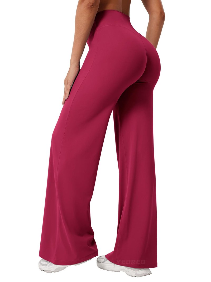 YEOREO Workout Leggings Womens No Front Seam Straight Leggings 31.5" High Waist Buttery Eddiy Gym Yoga Pants Ruby Red XL