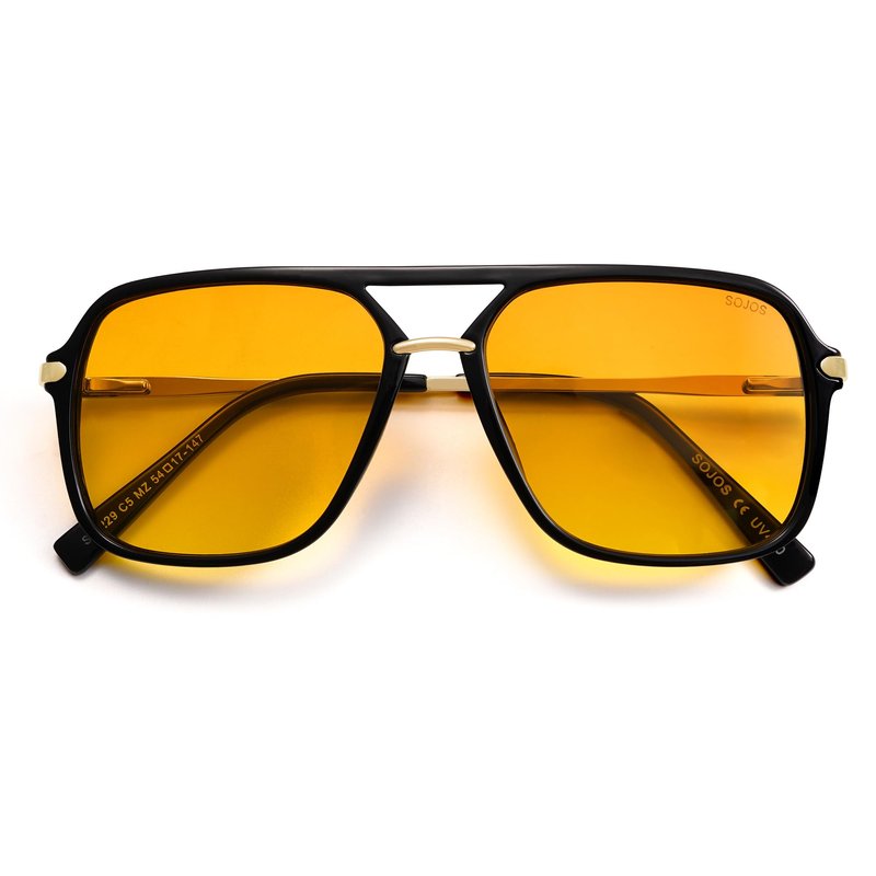 SOJOS Sunglasses for Women & Men, Square, Black Yellow, SJ2229