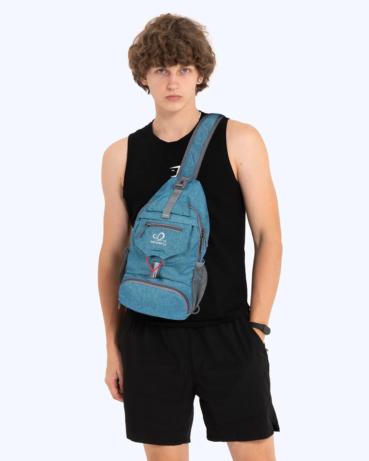 Waterfly Packable Small Crossbody Sling Backpack Foldable Shoulder Chest Bag Daypack for Hiking Traveling Men Women