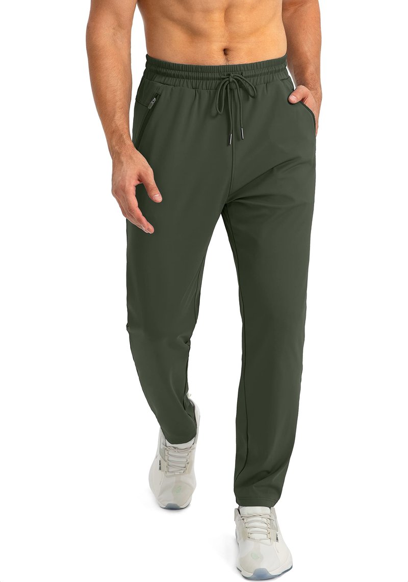 G Gradual Men's Sweatpants with Zipper Pockets Tapered Joggers for Men Athletic Pants for Workout, Jogging, Running (Olive Green, X-Large)