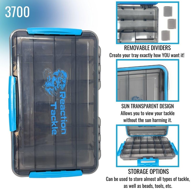 Reaction Tackle Ultimate Water-Resistant Tackle Box Trays with Removable Dividers - Organization and Storage Solution- 3-Pack Kit of 3-Clip Trays - 3700 3-pack