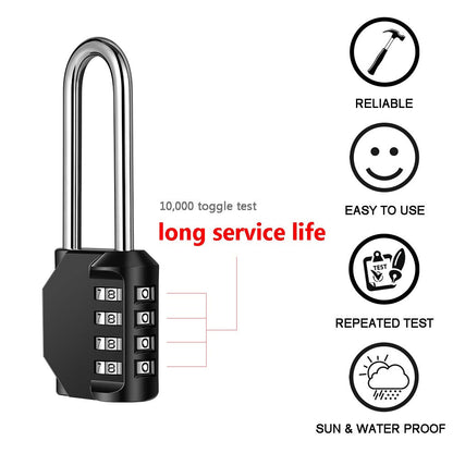 2 Pack disecu 2.6 Inch Long Shackle Combination Lock, 4 Digit Outdoor Waterproof Padlock for School Gym Locker, Sports Locker, Storage Unit, Gate, Fence, Toolbox, Cabinet (Black)
