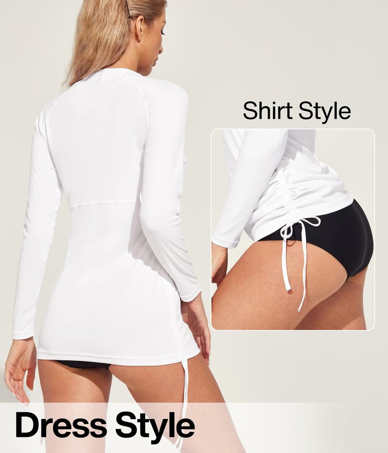 Heathyoga Rash Guard for Women UPF 50+ UV Sun Protection Swim Shirt for Woman Long Sleeve Swimsuits Bathing Suit Tops White