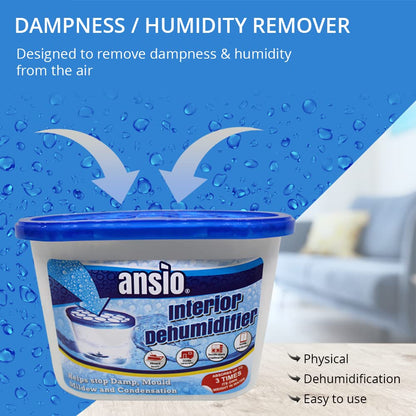 ANSIO Dehumidifier 500ml Pack of 10 Condensation Remover Moisture Absorber Dehumidifiers for Damp, Mould, Moisture in Home, Kitchen, Wardrobe, Bedroom