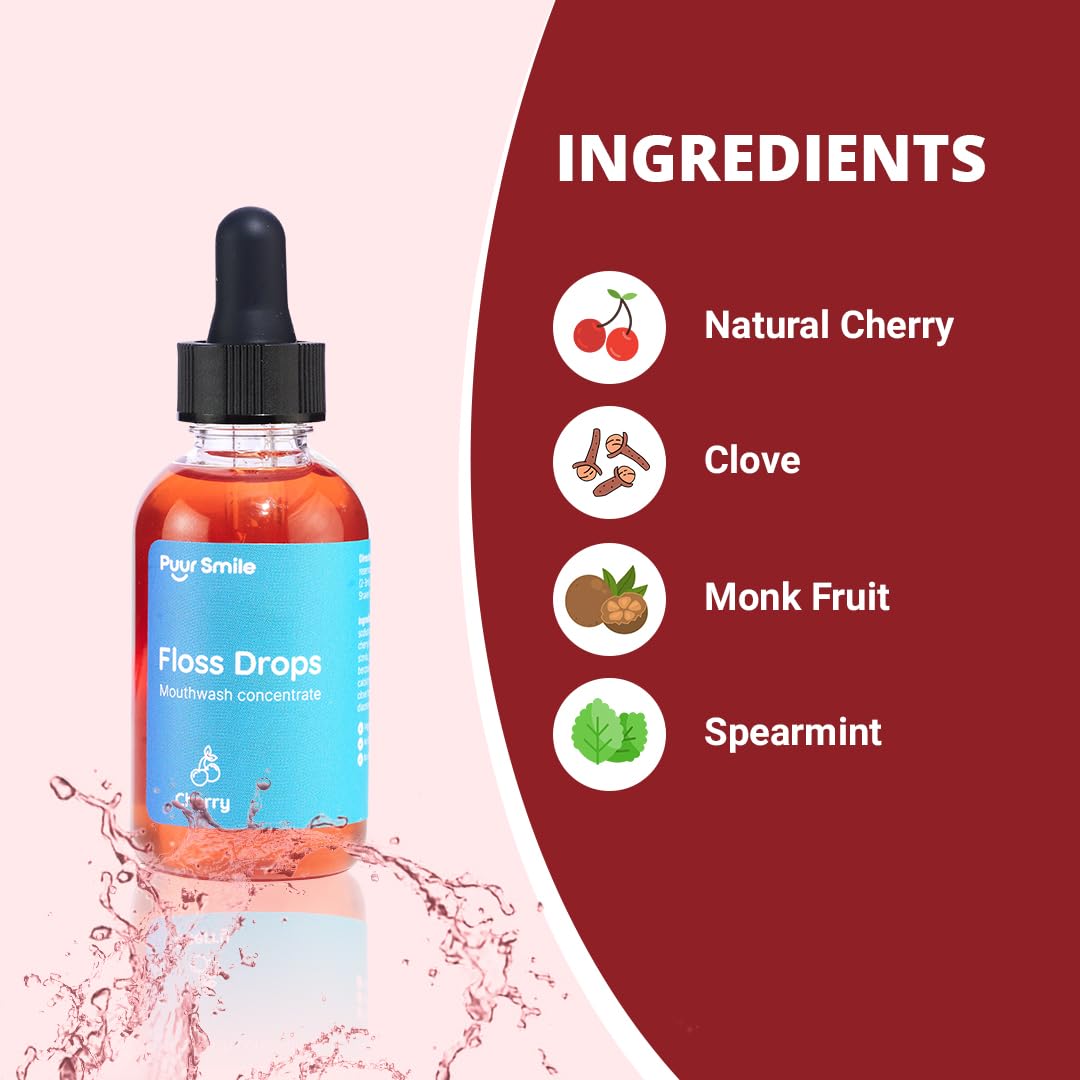 Concentrated Floss Drop Serum – 2oz Concentrated Mouth Wash to Use in Water Flosser | Natural Essentials Promotes Good Breath | Organic Spearmint Drop Supports Good Oral Health