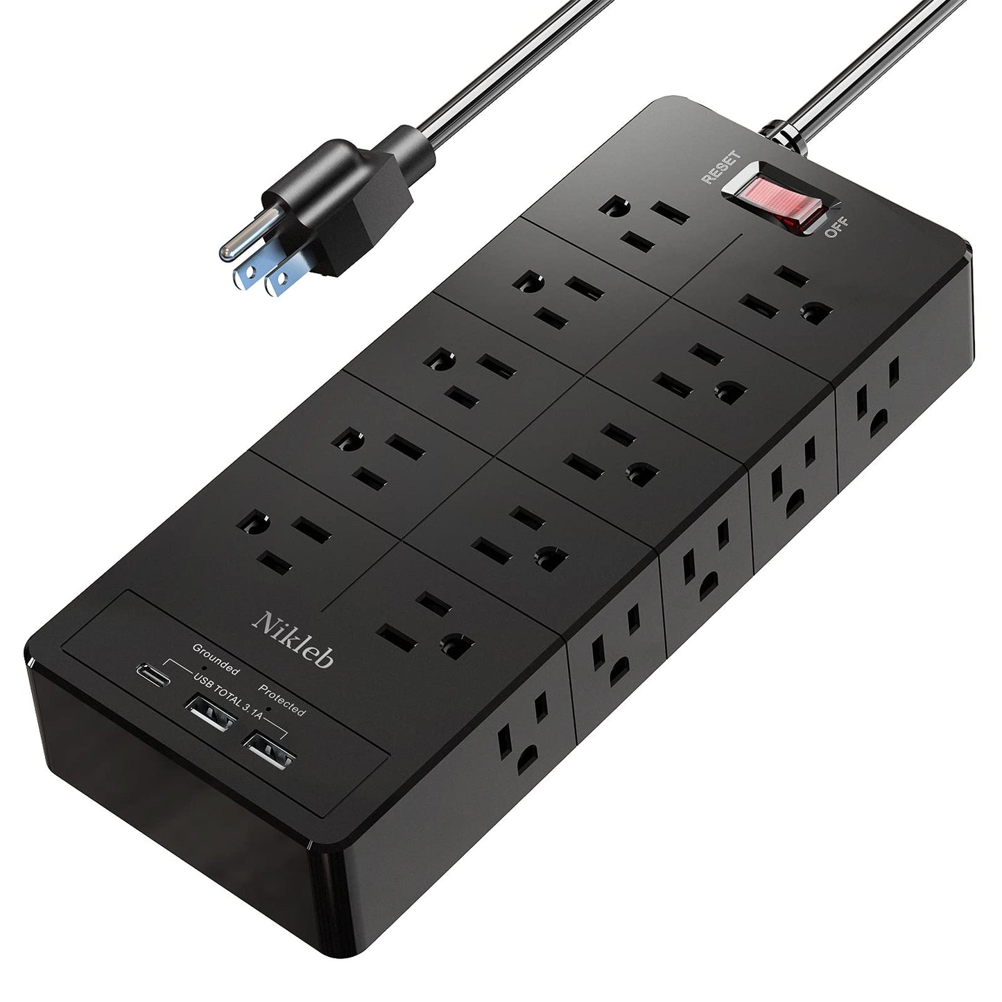 Power Strip 23 in 1, 20 Outlets Surge Protector Wall Mount with 2 USB+1 USB C Ports, Multi Plug Extension Cord 6ft Heavy Duty, Accessories for Gaming, Studio, Home, Office, Desk Organizers