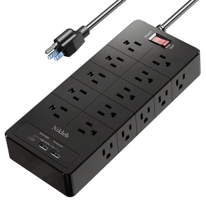 Power Strip 23 in 1, 20 Outlets Surge Protector Wall Mount with 2 USB+1 USB C Ports, Multi Plug Extension Cord 6ft Heavy Duty, Accessories for Gaming, Studio, Home, Office, Desk Organizers