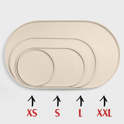 DogBuddy Dog Food Mat - Waterproof Dog Bowl Mat, Silicone Pet Mat for Food and Water Bowls, Nonslip Pet Feeding Mat with Edges, Dogs Food Mats for Floors, Puppy Supplies (Small, White Sand)