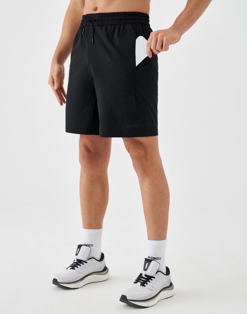 K-Swiss Men's Athletic Running Shorts - Lightweight Breathable Workout Shorts Sports Gym Basketball 7", Black/Black XL
