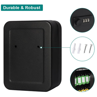 Decaller Large Key Box with Combination Lock, Key Cabinet Wall Mount Lock Box with 48 Hooks, 11 4/5" x 9 1/5" x 3"