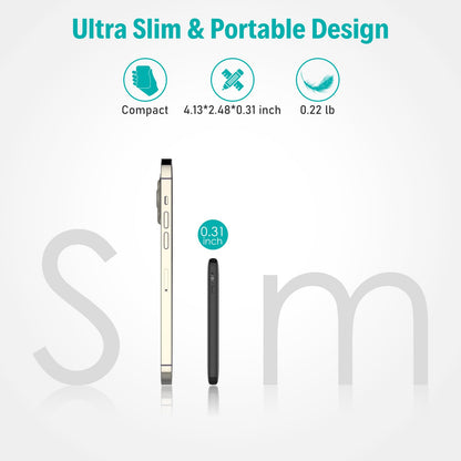 Slim Portable Charger with Built in USB C Cable,20W Fast Charging Power Bank,Small Mini Lightweight Phone Battery Pack 6000mAh,Ultra Thin Travel Essentials for iPhone 17 16 15 Series,Samsung,Android