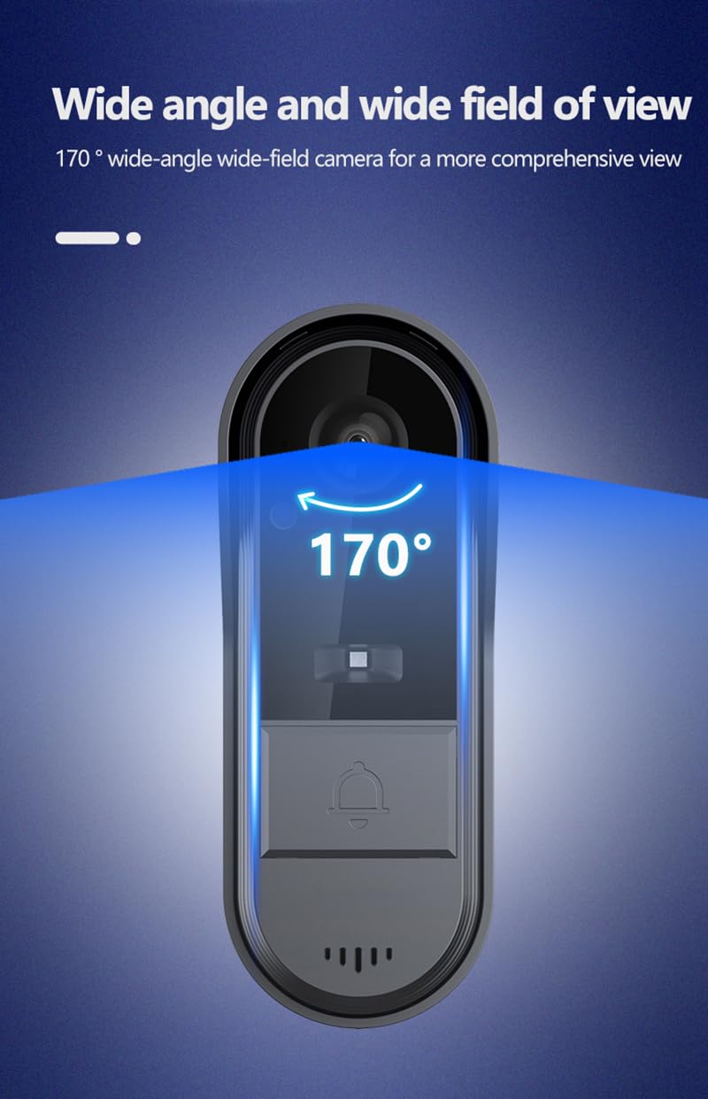 Doorbell Camera Wireless No Subscription 1080P, Waterproof Door Bell Camera with Monitor Screen Free Storage NO WiFi and APP, Video Intercom Two-Way Audio, 170° View Angle,Night Vision