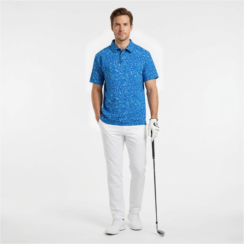 starweave Mens Golf Shirts Dry Fit Print UPF 30 Moisture Wicking Golf Shirts for Mens, Athletic Print Tennis Golf Gifts for Mens(Blue Ripple,3X-Large)