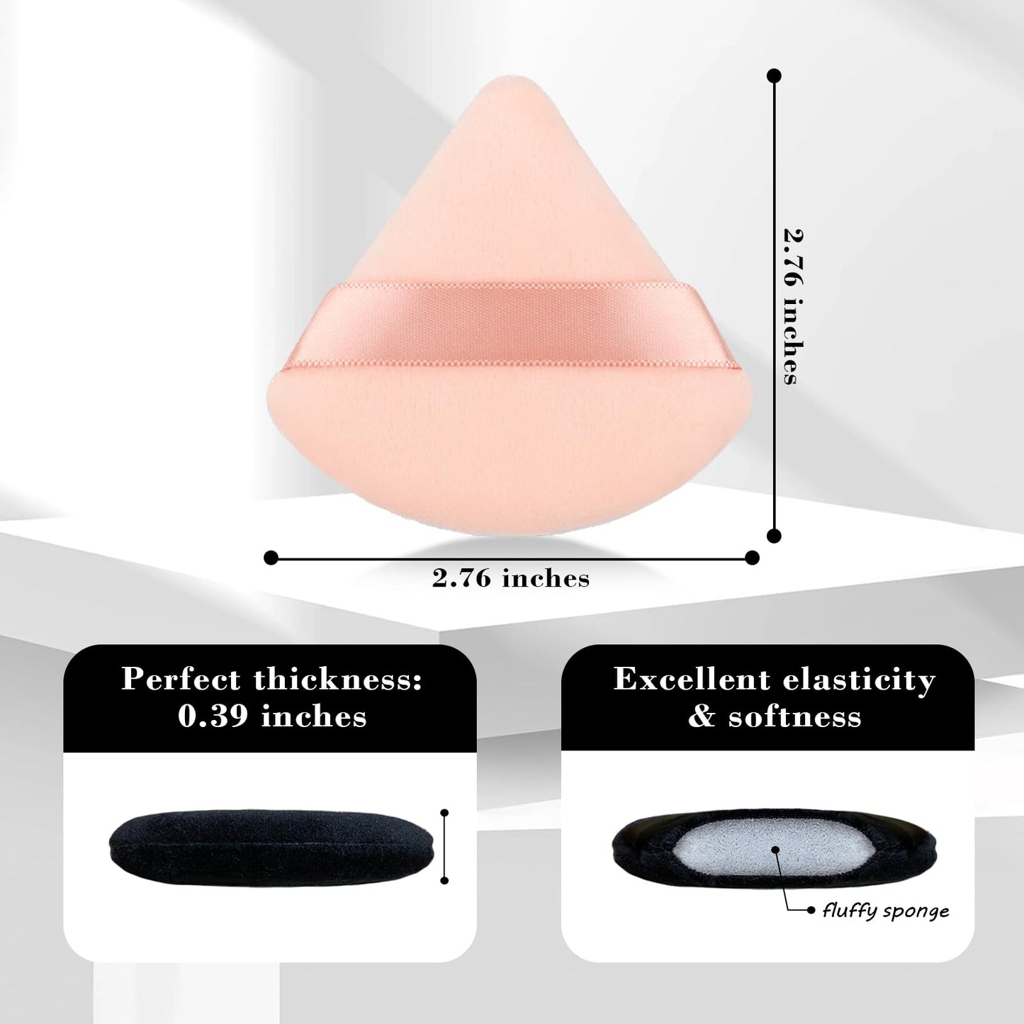 8Pcs of Triangular Powder Puff Makeup Sponges, Made of Super-soft Velvet, Designed for Contouring, Eye, and Corner, Beauty Blender Foundation Mixing Container.(Black)