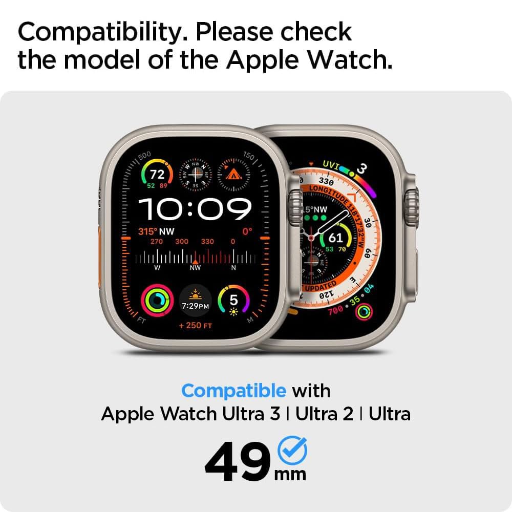 Spigen EZ Fit Tempered Glass Screen Protector for Apple Watch Ultra 3, Apple Watch Ultra 2, Apple Watch Ultra (49mm) - 2 Pack