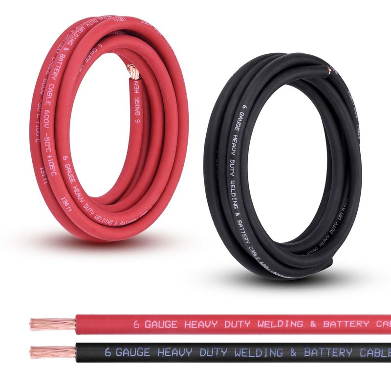 Shirbly 6 Gauge Battery Cable, 10FT Red + 10FT Black 6 AWG Pure Copper Wire Welding Cable, for Automotive, Battery, Solar and Generator, Standard USA OFC Wire