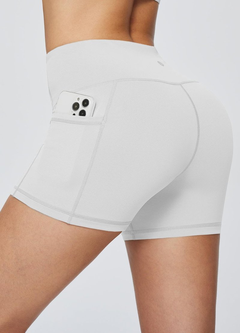 baleaf Gym Shorts Women 3" Biker Workout Yoga Spandex Running Volleyball Tummy Control Compression with Pockets White S