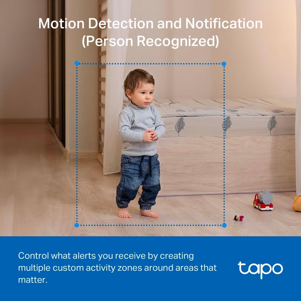 Tapo C201 Pan/Tilt Indoor Camera House Security Camera, WiFi Camera, No Monthly Fee, AI Detection, Dog Camera, Baby Camera Monitor, 1080p Full HD, 360° View, Night Vision, Works with Alexa & Google
