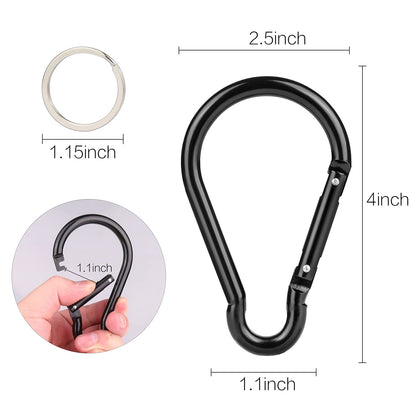 CampTek 5PCS 4"/10cm Carabiner, Extra Large 4" Aluminum Carabeaner Keychain Hook,Spring Snap Key Chain Clip