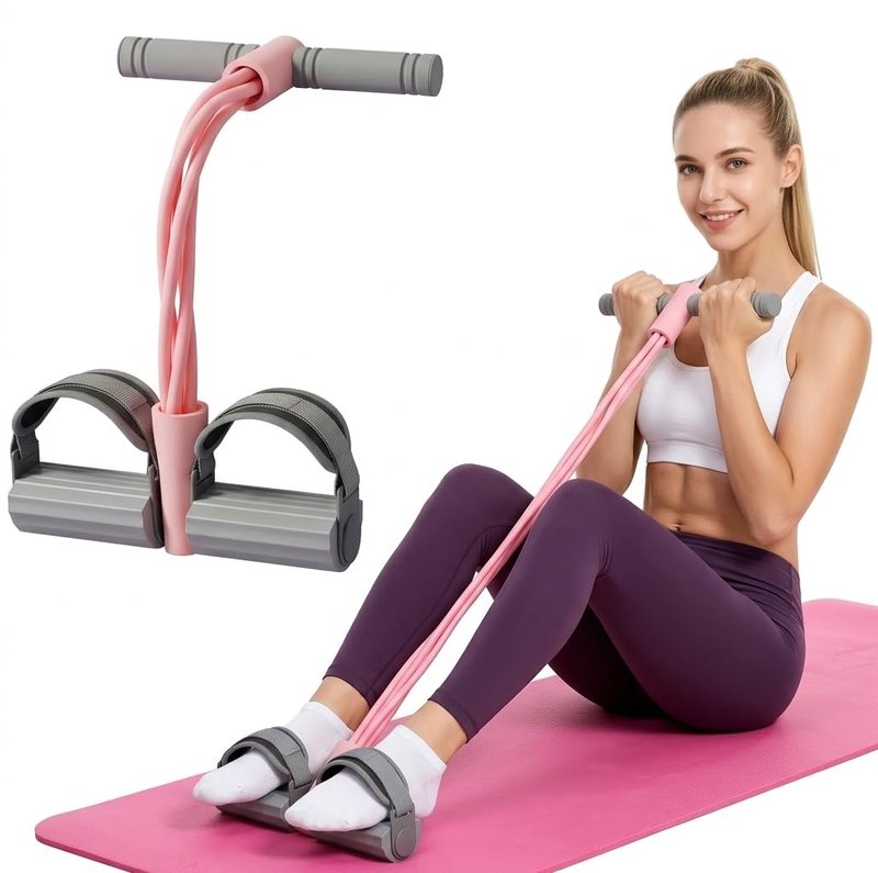 Upgraded Adjustable Ankle Strap Resistance Band with Handle,0.4-inch Diameter Each Thick TPE Tube 40-45lbs,Suitable for All Weights & Foot Sizes, Full-Body Workout (Pink)
