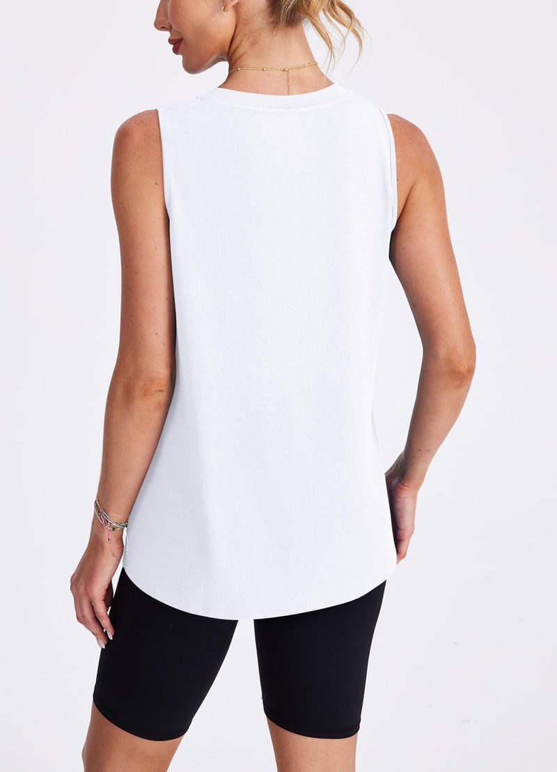 XIEERDUO Womens Summer Tops Sleeveless Workout Tops for Women Beach Vacation Essentials White L