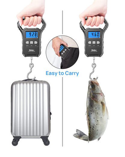 Meilen Fish Scale,110lb/50kg,Hanging Luggage Scale, Fishing Wighting Divice with Backlit LCD Display, Measuring Luggage Weight for Suitcase, Large Handle, Digital Postal Scale Fishing Gifts for Men