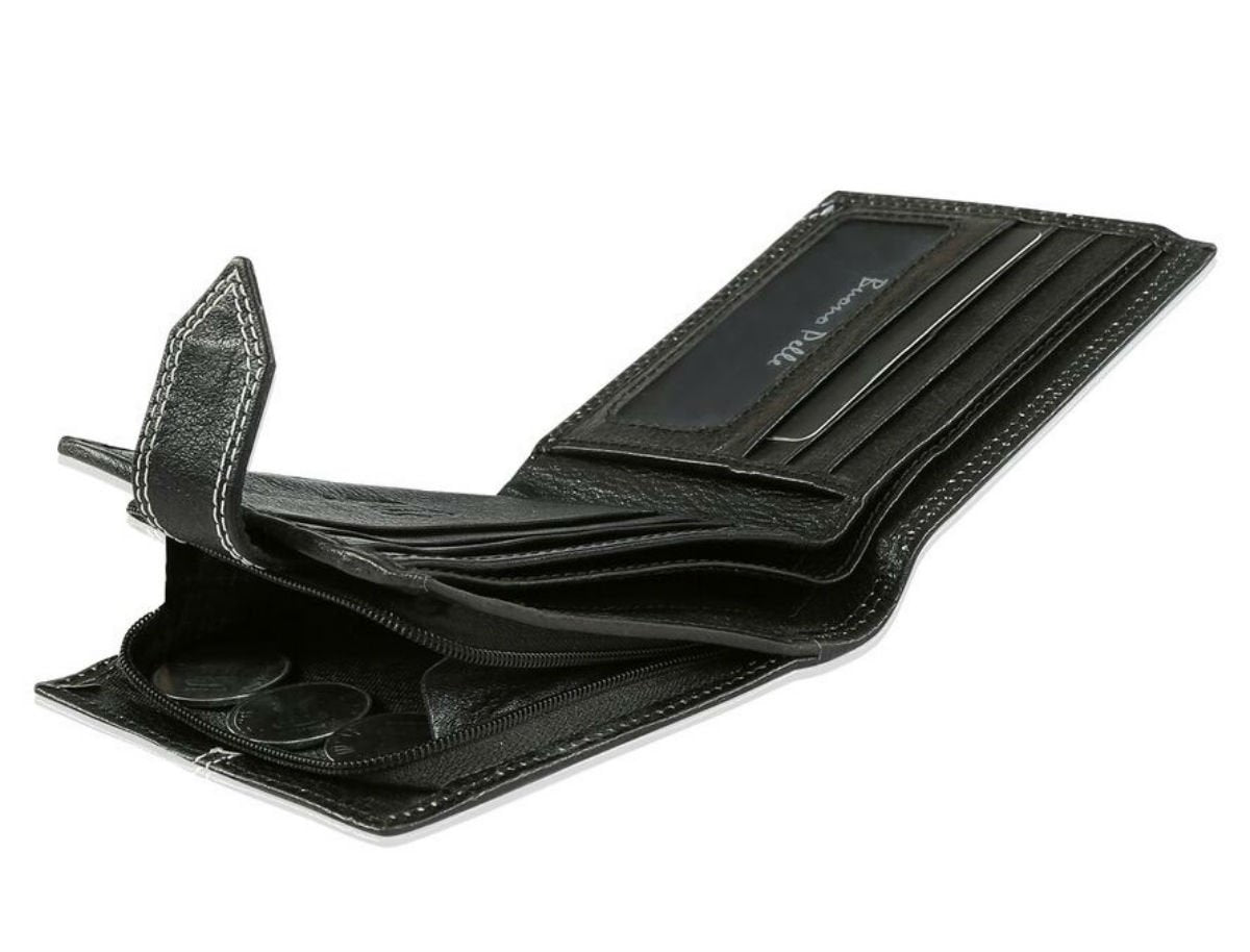 Wallets Mens Slim RFID Blocking Genuine Leather with Zip Coin Pocket, Banknote Compartments, Card Holders Pouch ID Window. Wallet for Men with Gift Box