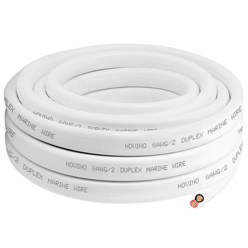 6 Gauge Marine Wire,6 AWG 30ft Duplex Marine Grade Wire Tinned Copper Heavy Duty Sheathed Cable for Boat/Automotive/RV/Camper/Trailer