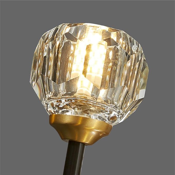 BOKT Postmodern K9 Crystal Wall Lamp Simple Modern Creative Wall Sconces Black Finish Plus Long Diamond Wall Lighting Fixtures for Living Room Dining Room Corridor Bedroom (1Pack)