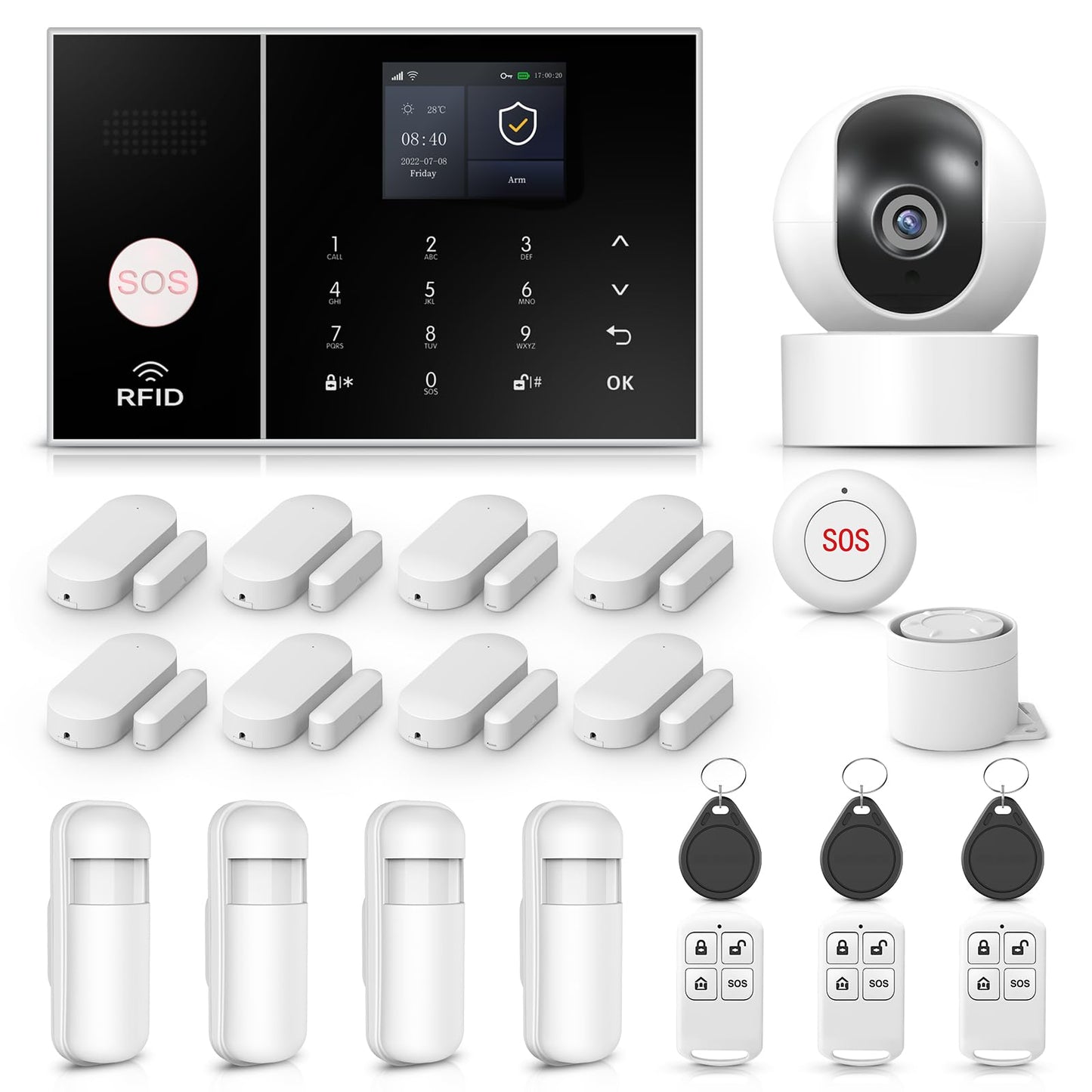 Alarm System for Home Security,WiFi+GSM 4G DIY Alarm Kit with Phone APP Alert, Door/Window Sensor, Remote, Compatible with Alexa and Google for House, Apartment