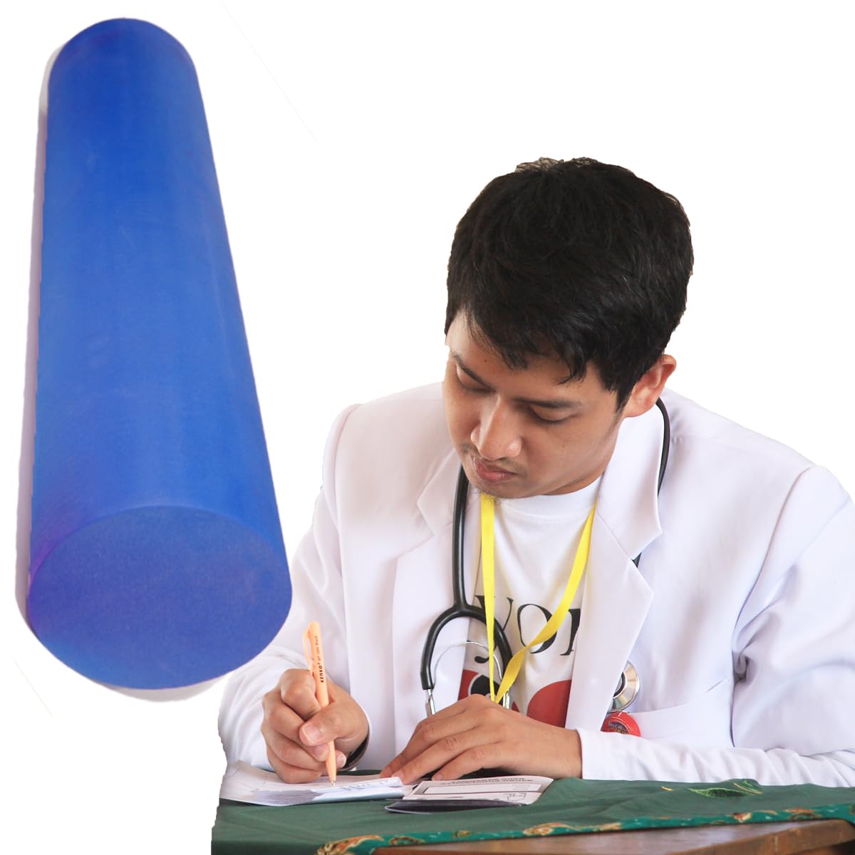 Foam Roller Back Leg Muscle Pain - Small Size Medium Density EVA Muscle Recovery Roll Ø3.75"x18" for Physical Therapy, Helps as Spine Cracker Stretcher