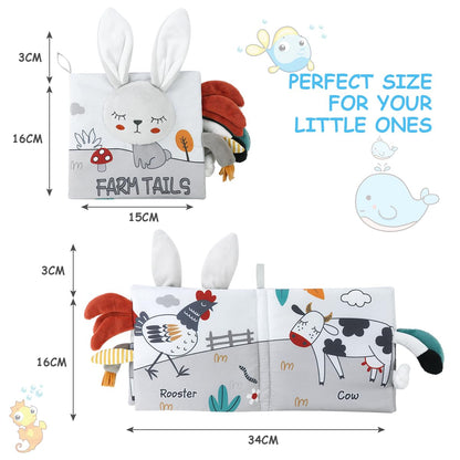 Vicloon Cloth Books, 3D Touch Feel High Contrast Cloth Book, Baby Books Toys for Baby 0-12 Months, Soft Baby Books Touch and Feel Crinkle for Infants Toddler Gifts Toy(Rabbit)
