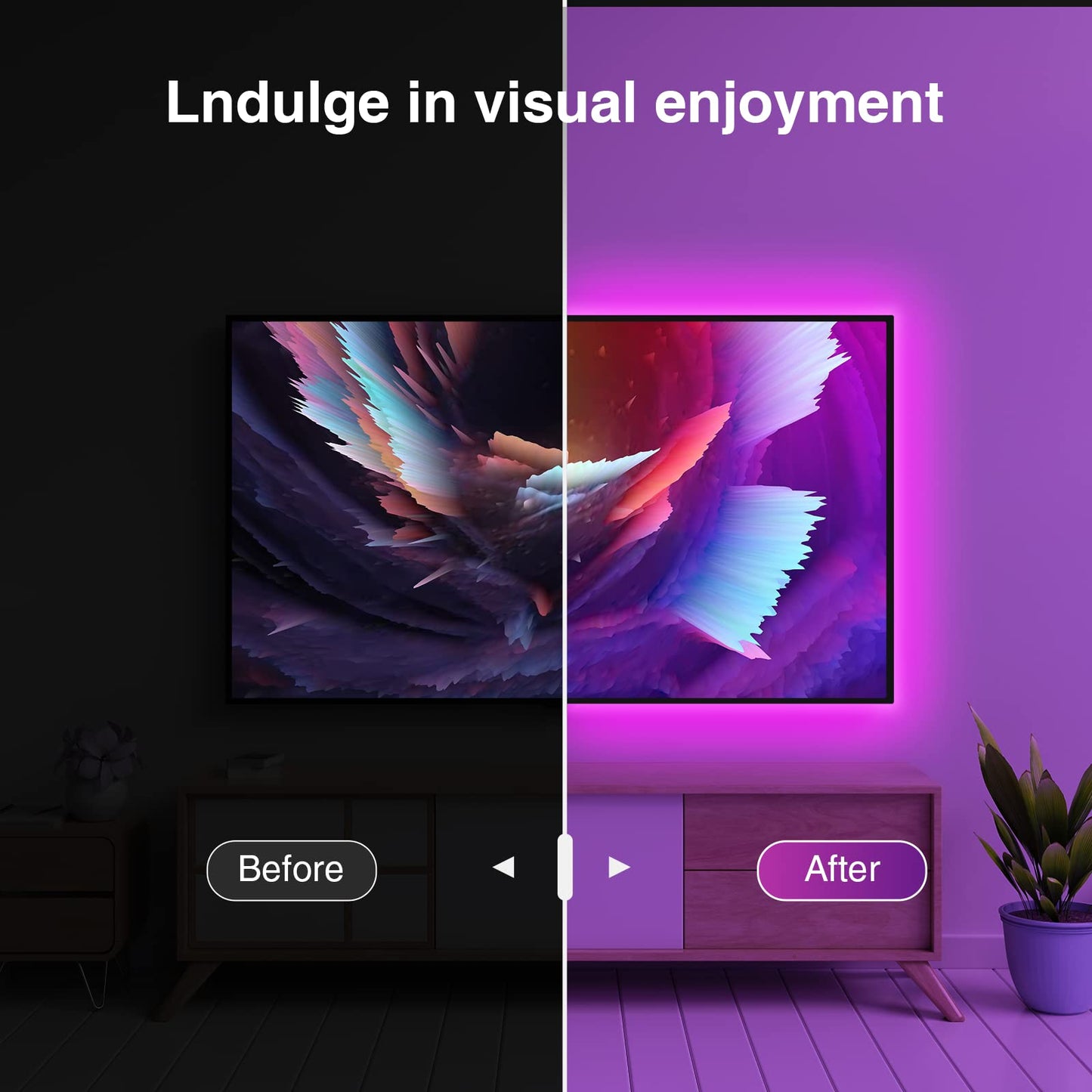 GHome Smart SL1 TV LED Backlight, Smart WiFi Strip Light Compatible with Alexa and Google Home, App Control, Music Sync 16 Million Rgb Red Green Blue 9.2Ft ST1-B